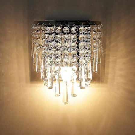 Moderne K9 Krystallvegglampe Innendørs Krystallvegglampe Kromfinish