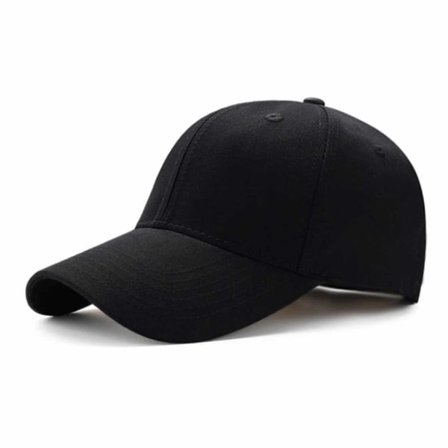Sort Kasket - Sport Strapback med Velcro Spænde, One Size Fits All