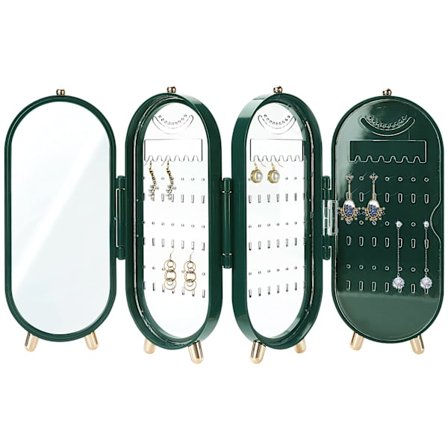 Örhängeshållare med spegel, hopfällbar örhängeorganisatör, örhängen förvaring smyckesställ hängare box