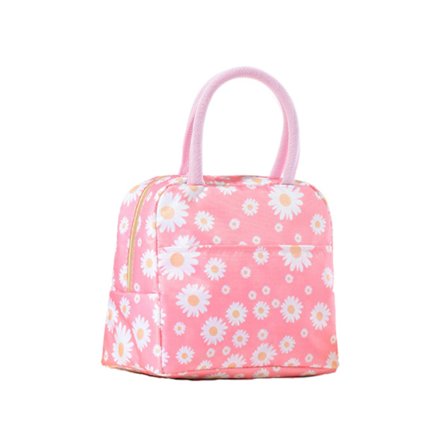 Isoleret frokostpose, bærbar termisk frokostpose køletaske frokostboks arrangør tote taske arbejde skole picnic camping rejse (Daisy Pink)