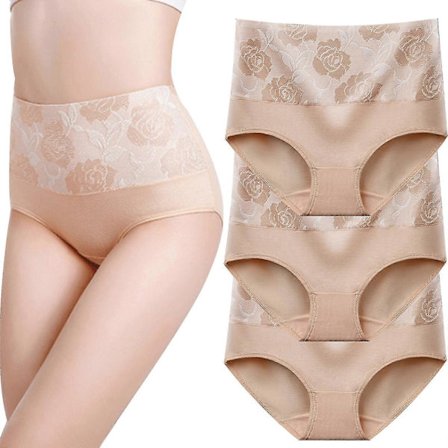 8-pak højtaljede hofteløftende trusser i ren bomuld, rosenjacquardmønster, damestørrelse XXXL