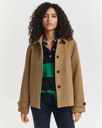 GANT Damen Kurzmantel aus Wollmischung (M) Khaki