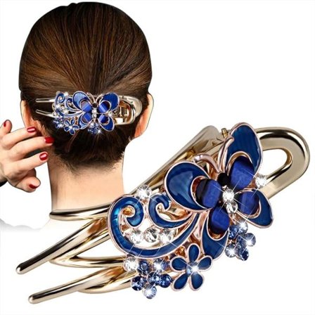 IC Alligator Hårklämmor för Styling, Hårklämmor för Tjockt Långt Hår, Styling Hårklämmor med Strassblomma Fjäril Kvinnor Flickor