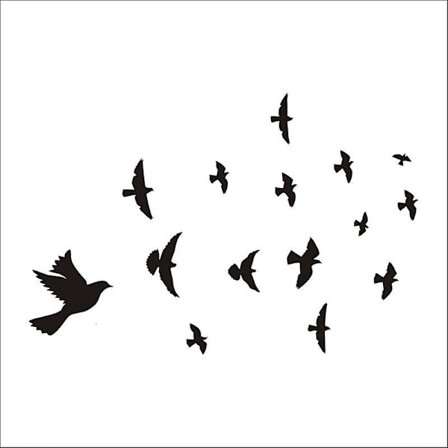 Flock of Birds Wall Decal Set avtagbar klistermärke väggdekor konst väggmålning natur, 1 set-svart 57 cm x 30 cm