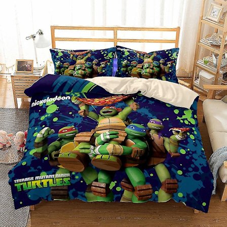 3D-tulostettu Teenage Mutant Ninja Turtles -vuodevaatesetti, pussilakana, peittopäällinen, tyynyliina, yhden hengen, kahden hengen, lasten joululahja 