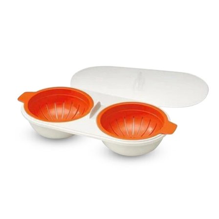 Double Egg Poacher Bärbar äggångare för mikrovågsugn köksredskap