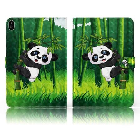Lenovo Tab M10 mønstret flipomslag i læder - Panda Og Bambus Green