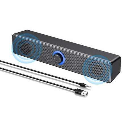 Bluetooth-högtalare för dator med volymkontroll och 3,5 mm AUX-ingång, bärbar soundbar-högtalare