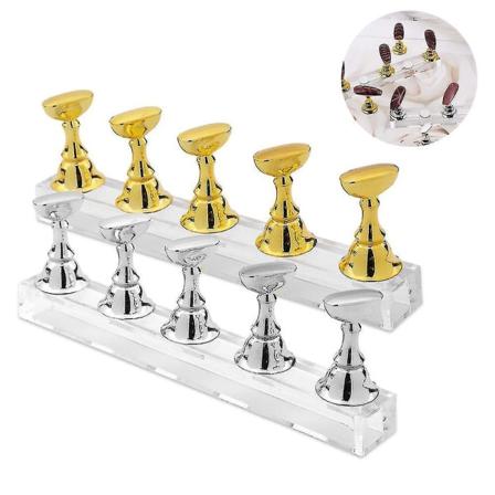 2 Set Akryl Nagelkonst Övningsställ Magnetiska Nagelspets Hållare