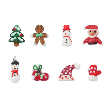 8 jouluista käsinmaalattua hauskaa sarjakuva lumiukko lasihelmiä DIY käsintehtyjä koruja rannekoru kaulakoru tarvikkeita Ma