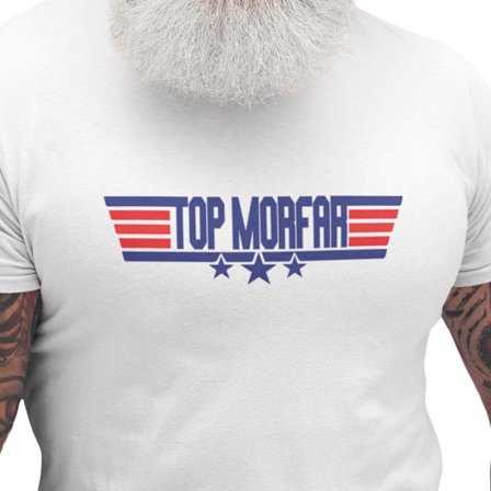 Top Morfar vit t-shirt med coolt tryck fram