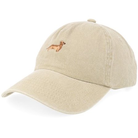 Iconic - Beige unconstructed Keps - Dachshund Dog Vintage Washed Stone A-frame Dad Cap @ Hatstore