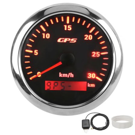85mm Marine Auto GPS Speedometer Universal Speed Odometer 9‐32V med 7 farvet baggrundsbelysning til bil, båd, RV, yacht - Sort