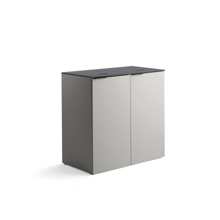 Affaldssorteringsskab CELSIUS, 2 sektioner, grå, 1 stk. 120 L affaldsbeholder + 1 stk. 90 L affaldsb
