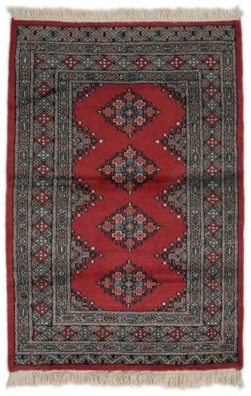 79X124 Tappeto Pakistan Bukara 2Ply Orientale Nero/Rosso Scuro (Lana, Pakistan) Carpetvista