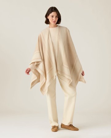Lexington Resirkulert ullblanding poncho, lys beige melange