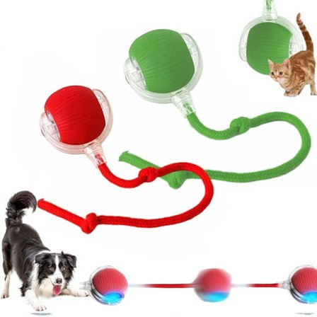 2-pak Smart Automatisk Rullende Kæledyrsbold, Genopladelig Uregelmæssig Bevægelse til Katte & Hunde