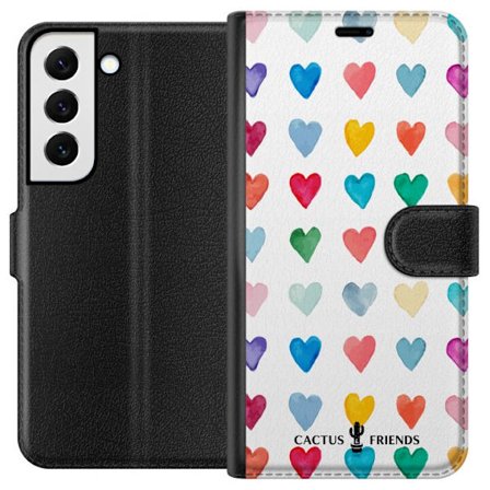 Kompatibelt Lommeboketui til Samsung Samsung Galaxy S22 5G Cactus and Friends - Watercolor Love Grid
