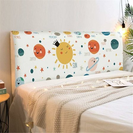 Sengegavlstrekk, Stretch Trykk Støvtett Sengegavl Beskyttelse Støvtett Beskytter for Sengegavl, Moderne Soveromsdekorasjon (Sol, 180cm)