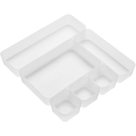 1 sæt hvide skuffeorganisator Skuffeskiller Opbevaringsboks Beholder til kosmetik Redskab Dagligvarer Køkken Bestik