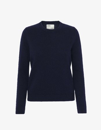 Women Classic Merino Wool Crew - Navy Blue S