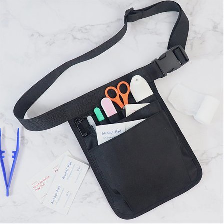 Sygeplejerske Taske Multifunktionel Værktøjstaske Bælte Sygeplejerske Talje Taske med Flere Lommer Justerbar Sort Sygeplejehjælpe Taske Sygeplejerske 