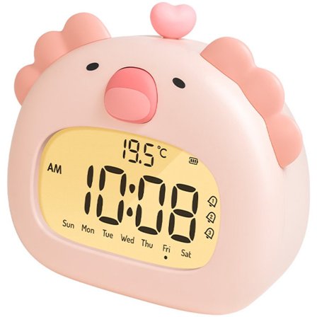 Digital Vekkerklokke for Barn, Trådløs Søvntrener med Snooze-funksjon, Vekkerklokke for Barn – Dimbar, USB-C Oppladbar – BPA-fri, Salamander