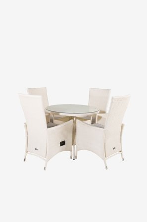 Venture Home - Matgrupp Volta med 4st matstolar Padova - Vit - Matgrupper - Från Homeroom