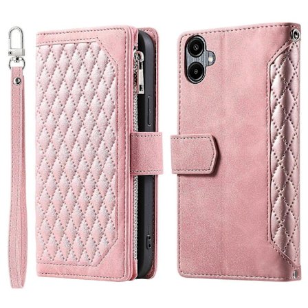 Stil 005 Plånboksfodral för Samsung Galaxy A06 5G, rombmönstrad söm, PU-läder telefonfodral