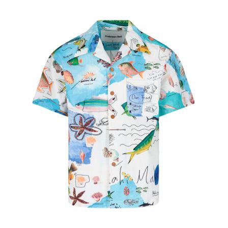 Andersson Bell, Short Sleeve Shirts Blauw, Heren, Maat:L