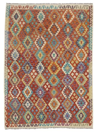 Hand Woven Kilim Afghan Old Style Rug 198X275 Wool