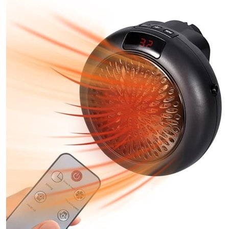 Vægmonteret Blæseovn, Mini Elektrisk Varmer med Fjernbetjening, Vægmonteret Blæseovn til Badeværelse, 900W Økonomisk Elektrisk Varmer