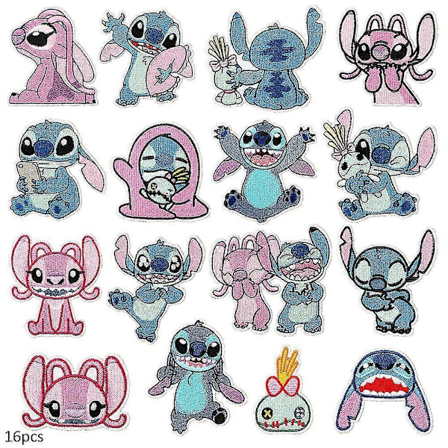 Stryke på-merker, 16 stk./sett Stitch broderte merker, DIY sy applikasjonsreparasjonsmerke, sy på/stryke på-merke egnet for jakke, jeans, bukser