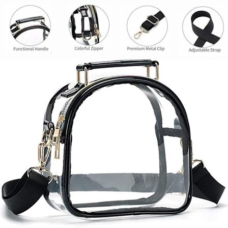 Stadium Godkänd Genomskinlig Väska Genomskinliga Crossbody Väskor För Kvinnor, Svart