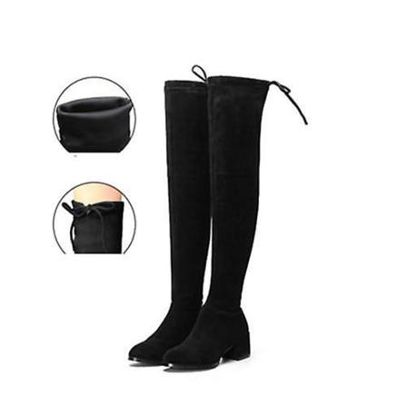 Winter Warm- Knähöga & snörning, långa pälsstövlar black 4