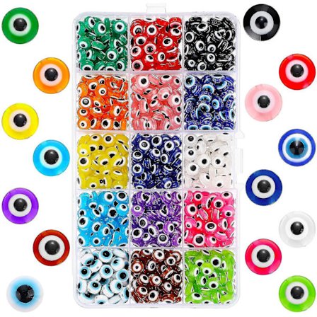 450 stk. onde øjne perler gave håndlavede harpiks perler charms runde perler til diy armbånd øreringe halskæde