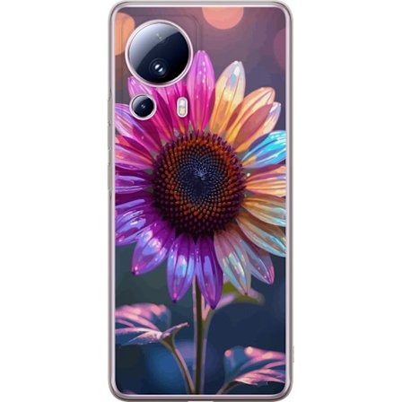 Kompatibelt Mobildeksel til Xiaomi 13 Lite Irideserende blomst med glitrende kronblad i rosa lilla og gull mot myk bokeh bakgrunn