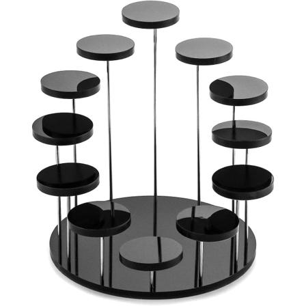 CDQ Runda akrylprodukter Display Riser-ställ, 12-vånings smyckesställ, svart