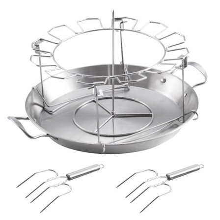 1 Sarja Ruostumattomasta Teräksestä Valmistettu Kanankoipien Grillausteline Valuma-alusta Haarukat Rumpupöytäteline Grilliuuni Monipuolinen Jalkojen 