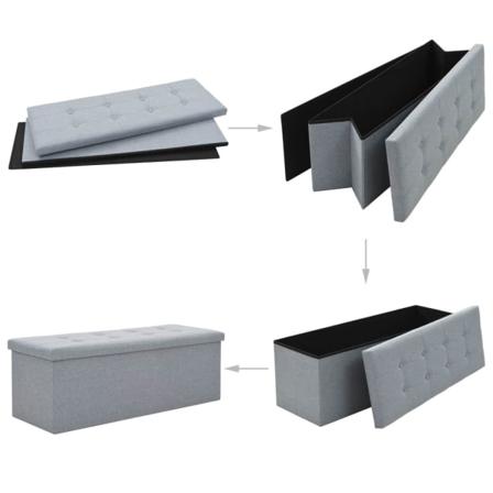Vidaxl Förvaringsbänk Hopfällbar Konstlinne 110x38x38 Cm Ljusgrå Grå