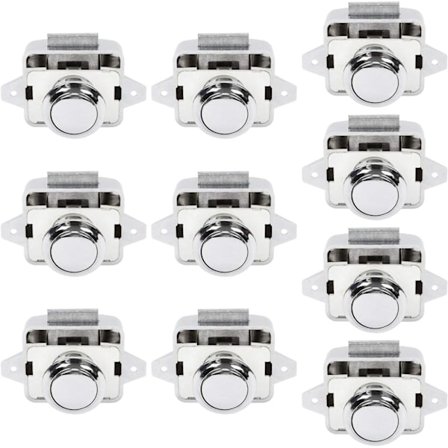 10 st Säkerhets Tryckknapp Lås Skåpdörr för Husbil Husvagn Silver