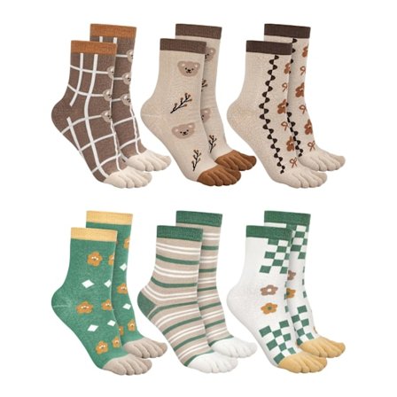6 par med kvinners tåsokker søte bomullskomfortsokker lavt kuttede kvinners forsterkede hæl og tå (grønn, kaffiseriefarger, retro)