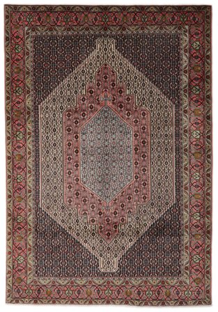 Senneh Teppich 198X285 Braun/Schwarz Wolle, Persien