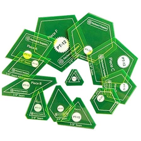 Sæt med 12 Patchwork/Engelsk Paper Piecing Quilt Skabelonsæt, Håndsømningsskabelon Diamant Trekant