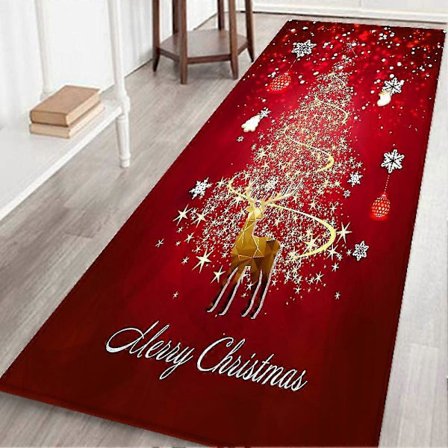 Julmatta, Hallmatta, Kylpymatto, Olohuonematto, Liukumaton Flanelliköökimatto Sisätiloihin Joulukoriste, Suorakulmio