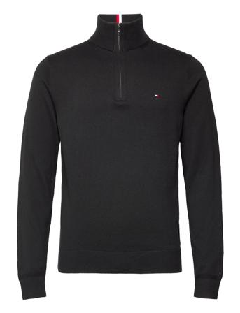 Pima Org Ctn Cashmere Zip Mock Knitwear Half Zip Pullover Musta Tommy Hilfiger