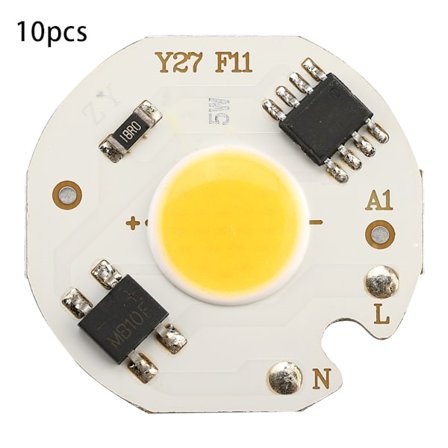 10 stk. 5W Varmhvit COB Spotlight Pære AC220V Høy Lysstyrke Integrert Chip
