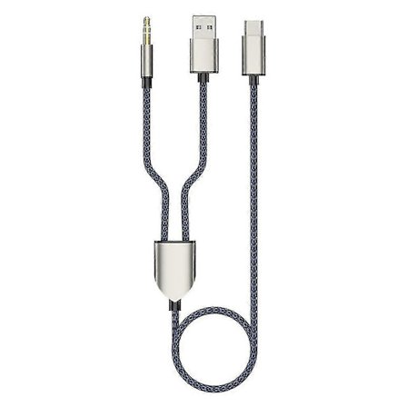1 Split 2 Typ C Till Usb A 3.5mm Aux Kabel Stereo Hifi Ljud För Bilhögtalare -aa