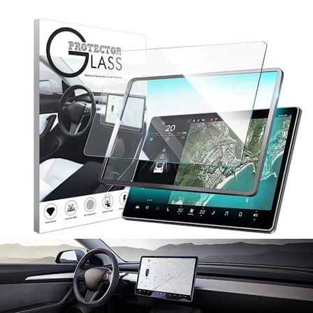 Modell 3/Model Y skärmskydd, härdat glas med ram för enkel installation