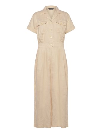 Lauren Ralph Lauren | Embroidered Linen Short-Sleeve Jumpsuit | 36